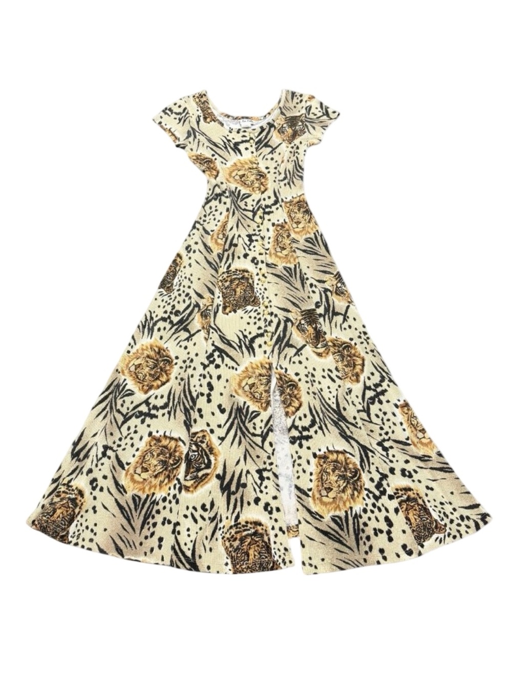 Vintage 1990s La Fête USA Lion Print Maxi Dress Made in USA